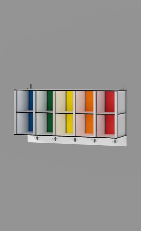 10-Cubby Wall Locker with 5 hooks