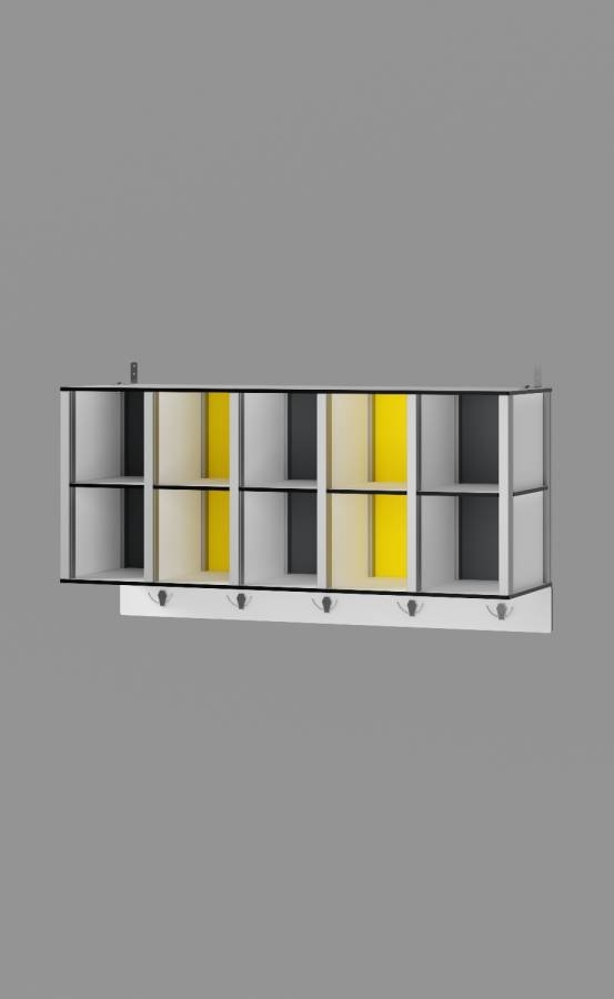 10-Cubby Wall Locker with 5 hooks