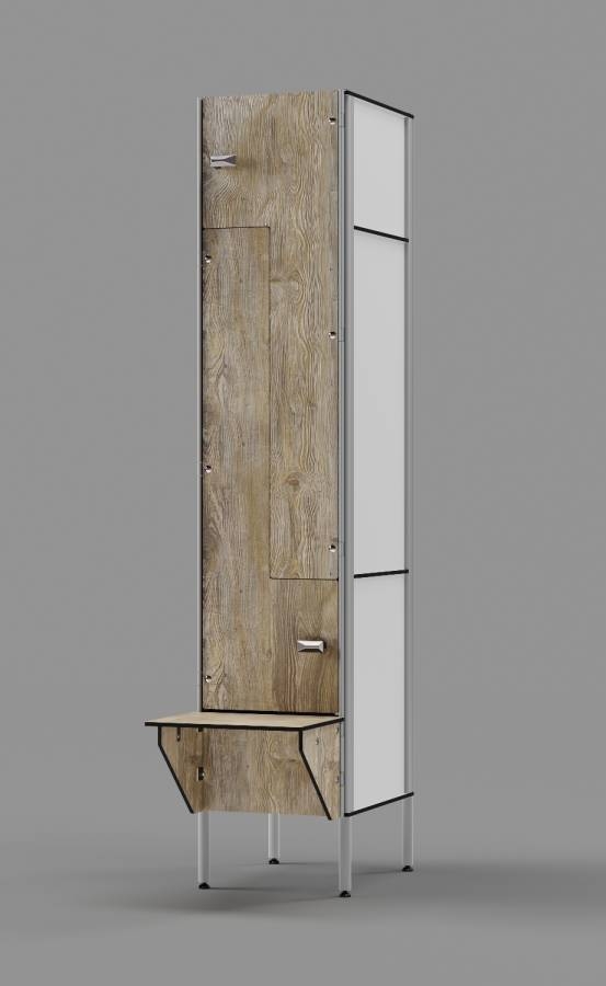 Amaretto Pine Signature Phenolic Z-tier EU-style Locker with Bench