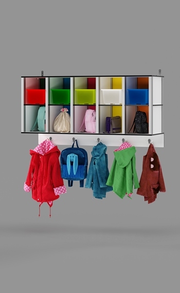 10-Cubby Wall Locker with 5 hooks