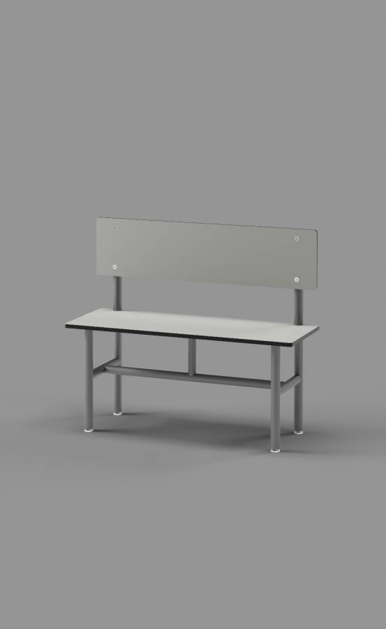 North Sea Grey Bench with Back Support