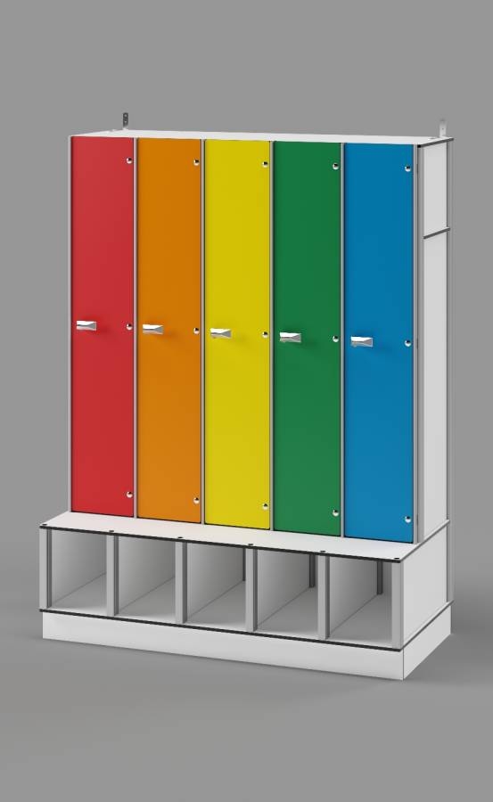 Single-Tier Locker with Cubbies & Bench