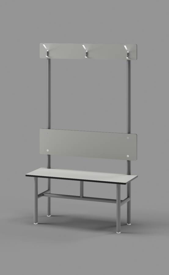 North Sea Grey Single Bench with Clothes Hooks