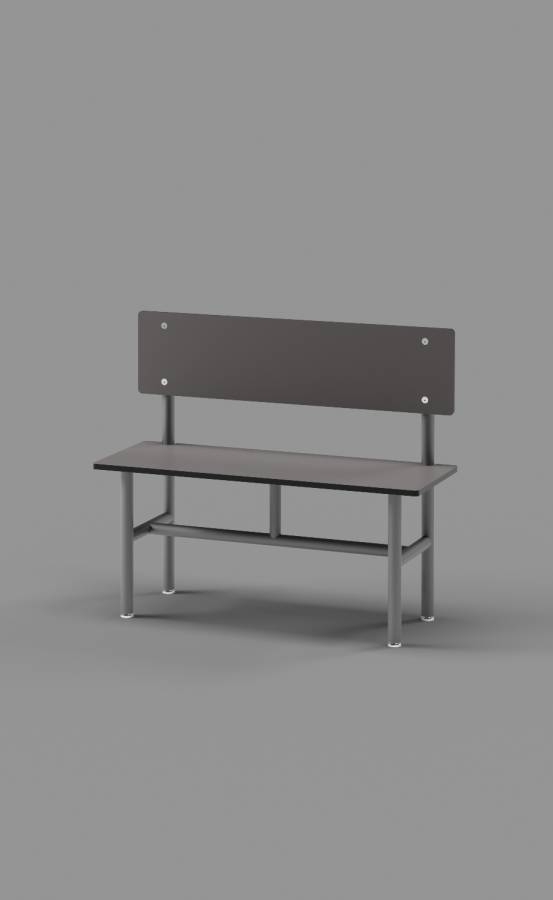 Slate Grey Bench with Back Support