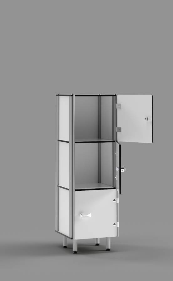 White Console 3-tier Locker 36'' High