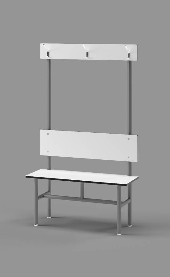 White Single Bench with Clothes Hooks