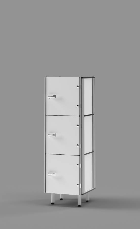 White Console 3-tier Locker 36'' High